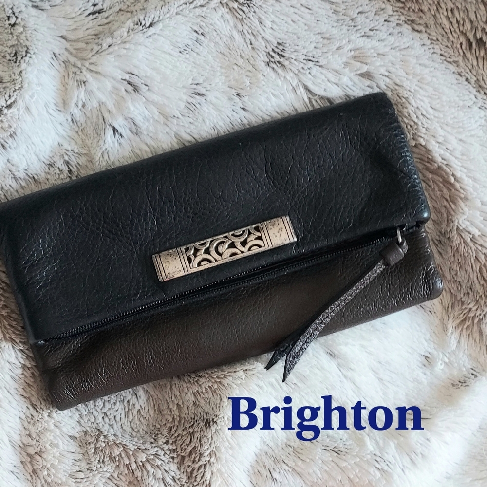 Brighton Black and Brown Leather TrifoldWallet